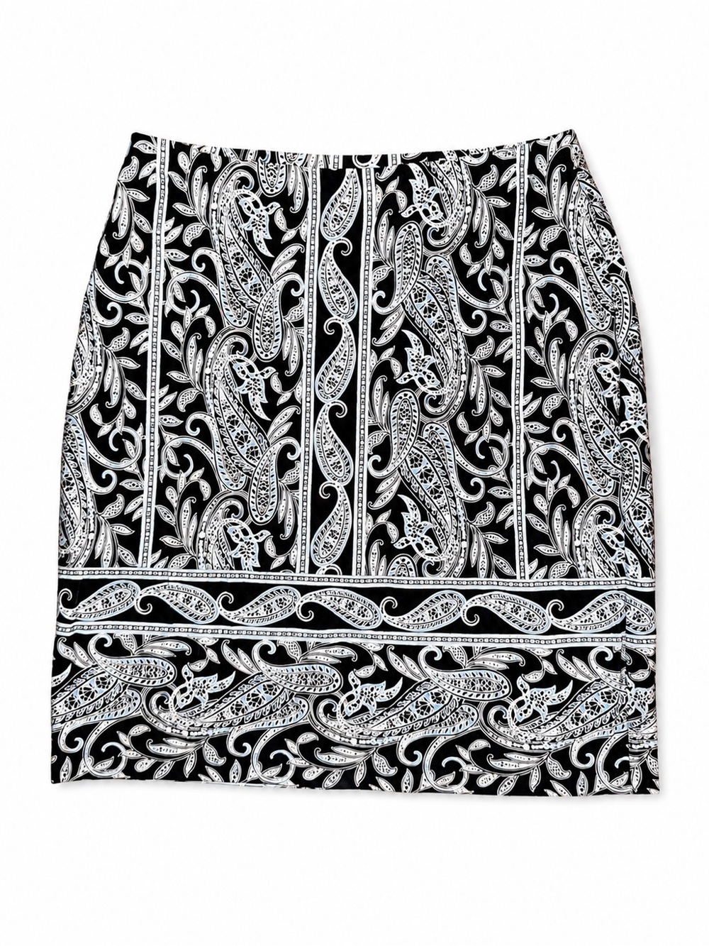 J. Jill Wearever Paisley Pencil Skirt Petite Small Black White